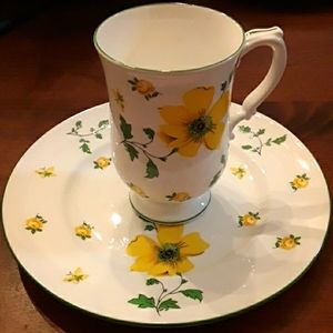 Royal Victoria yellow floral cup and small dish